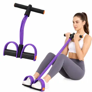 6-Tube Resistance Band with Foot Pedal & Handles, Full Body Exercise Pull Rope for Abs Arms Legs Waist Stretch Training, Portable Home Workout Equipment with Non-Slip Pedals