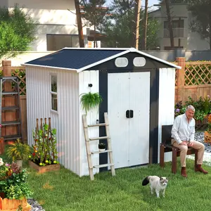 Campcraft 8x6 FT Outdoor Storage Shed, Metal Tool shed & Outdoor Storage with Lockable Doors & Air Vents, for Backyard Garden Patio