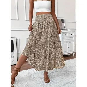 Women's casual floral elastic waist bag skirt