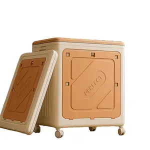 Colourtree Foldable Clothes Storage Bin with Lid Large, Closet Storage Organizer Container with Wheels for Home Living Room Bedroom