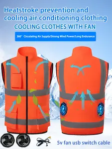 Men's Outdoor Casual Work Vest with Reflective Strips, Dual Fan Cooling Jacket, 360° Circulating Air, Summer Safety Vest, USB Charging