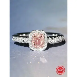 Fashion Elegant Light Luxury Square Shaped Zirconia Ring, Artificial Zircon Rings, 2026 New Style Wedding Engagement Ring Ladies Fine Jewelry Gift, Dating Gift