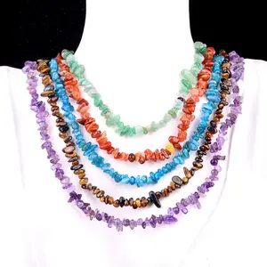 Crystal Chips Necklace Natural Healing Crystal Gorgeous Stone Gemstone Jewelry Energy Love Girlfriend Boyfriend Souvenir Valentine Father Mother Anniversary New Year Christmas Halloween Birthday Gift