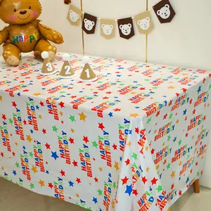 Disposable peva plastic tablecloth thickened oil-proof cartoon balloon tablecloth birthday party kindergarten tablecloth