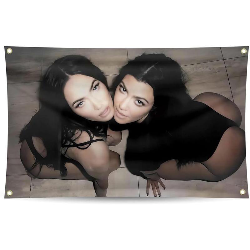 TIGERBABY Mega*n Fox And K*ourtney Karda-shian Flag Tapestry,3*5Ft Flag With 4 Brass Grommets,For College Dorm Room Decor,Outdoor Parties, Gift,Living Room,flag for room Decoration