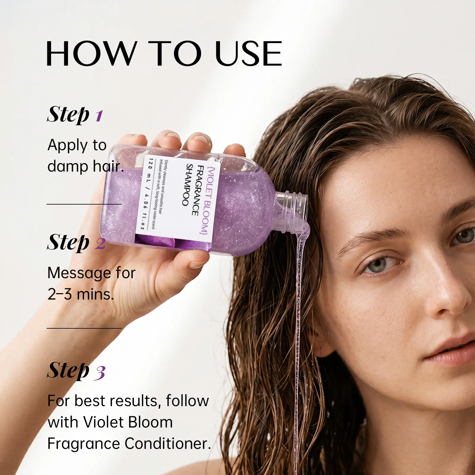 Fragrant Gold-Infused Violet Shampoo, Purple Toning Hair Cleanser for Blonde, Silver & Highlighted Hair, Fresh Scent Daily Hair Care