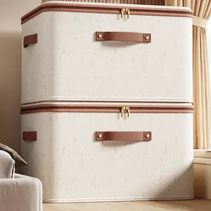 Storage Box with Zipper Lid, 1 Count Foldable Clothes Storage Box with Handle, Home Organizer for Wardrobe, Closet, Bedroom, Living Room, Clothes Storage Organiser