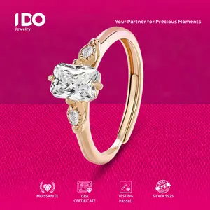 [Live Sale] R235 Platinum Moissanite 1Ct Princess Round Ring I DO Jewelry Women Accessories Elegant Beautiful Luxury Adjustable Beautiful and Luxurious No Fade No Rust with 1 Year Guarantee Passed Diamond Selector