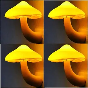 4 Pack Plug in Night Light, Mushroom Light LED Nightlights for Kids, Adults, Bedroom, Bathroom,Hallway, Stairs, Kitchen Warm Yellow