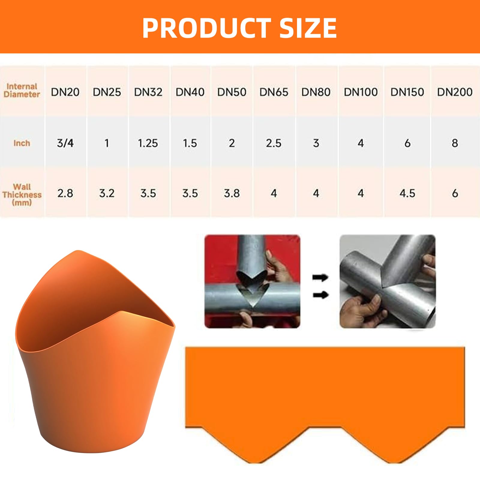 10-Piece Pipe Saddle Template Set - Precision Wrap-Around Pipe Cutting Guide, Multi-Size Tube Notching Tool for Welding & Plumbing (DN20–DN200)
