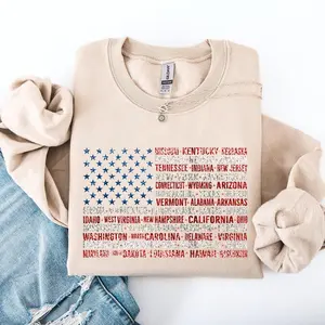 American Flag, States, USA, Patriotic, America, 4th of July Sweatshirt