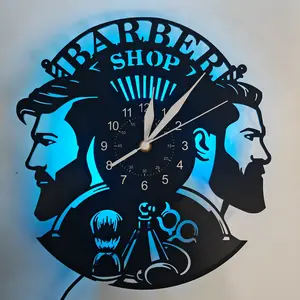 Hair Salon Theme Vinyl Record Wall Clock, Creative Decor for Barber Shops, Hair Salons, Men's Clubs, Bedrooms, Living Rooms