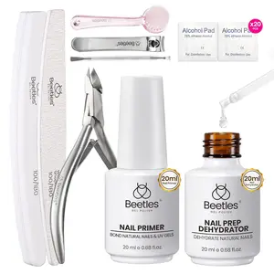 Beetles Nail Prep Kit Nail Dehydrator and Primer Nail Care Tool Kit 20ml Large Capacity Acid-Free & Hema-Free Dehydrate Bond Primer with Manicure Tools for Acrylic Nail for Women