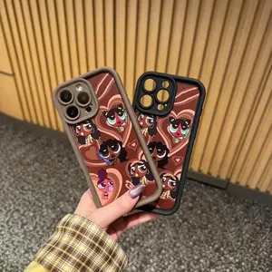 Y-Black Girl P0werpufff Girls Case 🤎 Brown Aesthetic Y2K Vibes,Having good protective properties,for iPhone 16 15 14 13 12 11 17Pro Max,for Samsung S25 S24 S23 S22 Ultra,Protective Cover