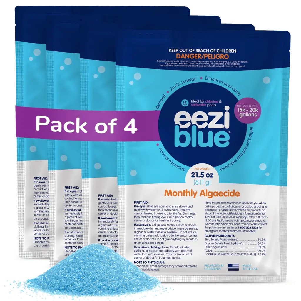 Eeziblue Pool Algaecide & Pool Booster for Above Ground and In-Ground Swimming Pools  - 4 Month Pack