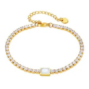 Elegant Gold Tennis Bracelet with Cubic Zirconia Adjustable Dainty Jewelry Gift for Women