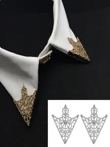 Vintage Hollow Out Design Triangle Shaped Collar Clips, Fashionable Collar Clips for Women & Men, Trendy All-match & Exquisite Collar Clips for Birthday Gift, Lapel Pin