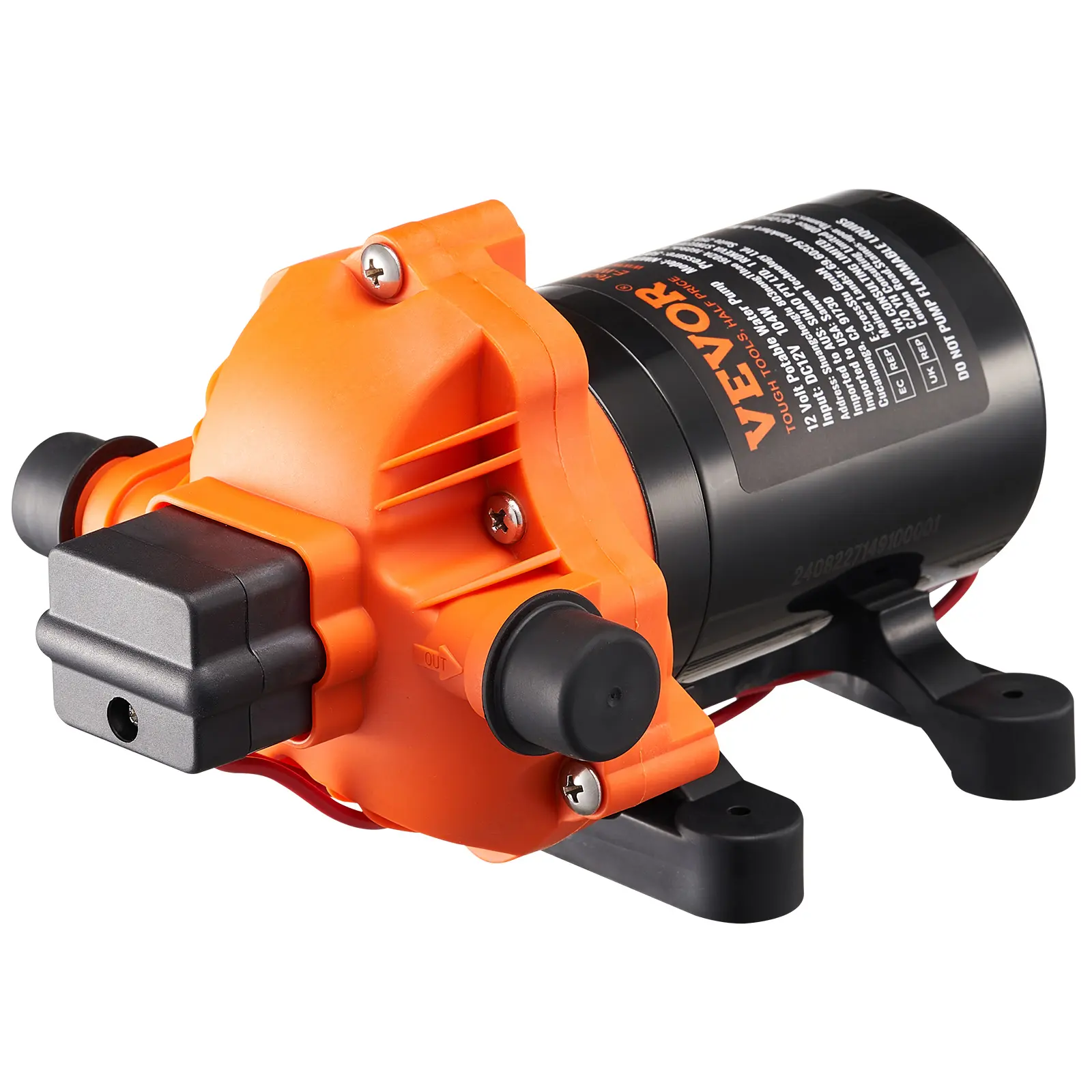 【summerfinds】VEVOR 12V Diaphragm Pump, 3.5 GPM (13.25 L/min), 3-Chamber 12 Volt DC Water Pump with Automatic Pressure Switch 40-100 PSI Adjustable, 50 PSI, 1/2'' MNPT Port, for RV Yacht Food Truck Camper Marine