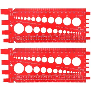 2 count Nut Bolt Thread Gauge Screw Nut Size Thread Metric Checker Inch Plastic Bolt Gauge Sizing Tool Measurement Identifier with Inch and Centimeter Ruler(Red)