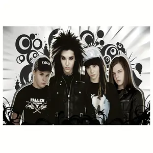 1pc Tokio Hotel Band Canvas Poster - Wooden Frame Aesthetic Music Wall Art, Anime-Inspired Bedroom, Dormitory or Living Room Decoration, Music Enthusiast, Dorm Room Decoration| Bold Graphic Printing| Textured canvas, music room decoration