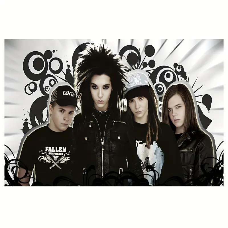 1pc Tokio Hotel Band Canvas Poster - Wooden Frame Aesthetic Music Wall Art, Anime-Inspired Bedroom, Dormitory or Living Room Decoration, Music Enthusiast, Dorm Room Decoration| Bold Graphic Printing| Textured canvas, music room decoration