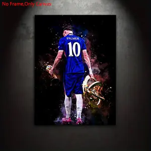1 piece/set frameless canvas painting print poster, classic realistic color splash style art, Cole Palmer holding a trophy, a perfect gift for football culture enthusiasts, ideal gift for bedroom, living room, dorm hallway, kitchen, mural, wall decoration