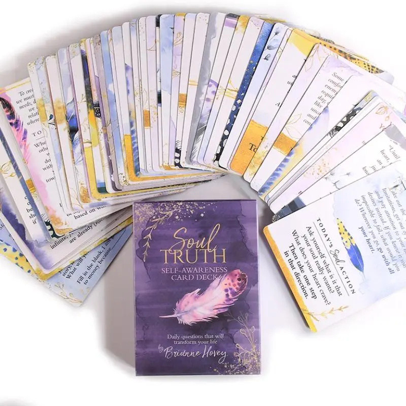 Soul Truth Self-Awareness Tarot Card Deck for Personal Growth, 55 Transformative Daily Questions for Tarot Enthusiasts, Perfect Gift for Intuitive Guidance, Tarot Card Game