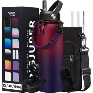 40OZ Stainless--Bottle with Straw - Pop-up Spout & Straw Lids, Handle, Sleeve & Cup Mat, Leak Reusable Men Jug for Gym Workout