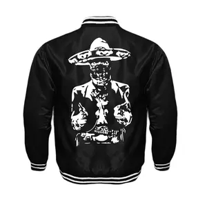 El Charro Unisex Satin Baseball Jacket Striped Trim