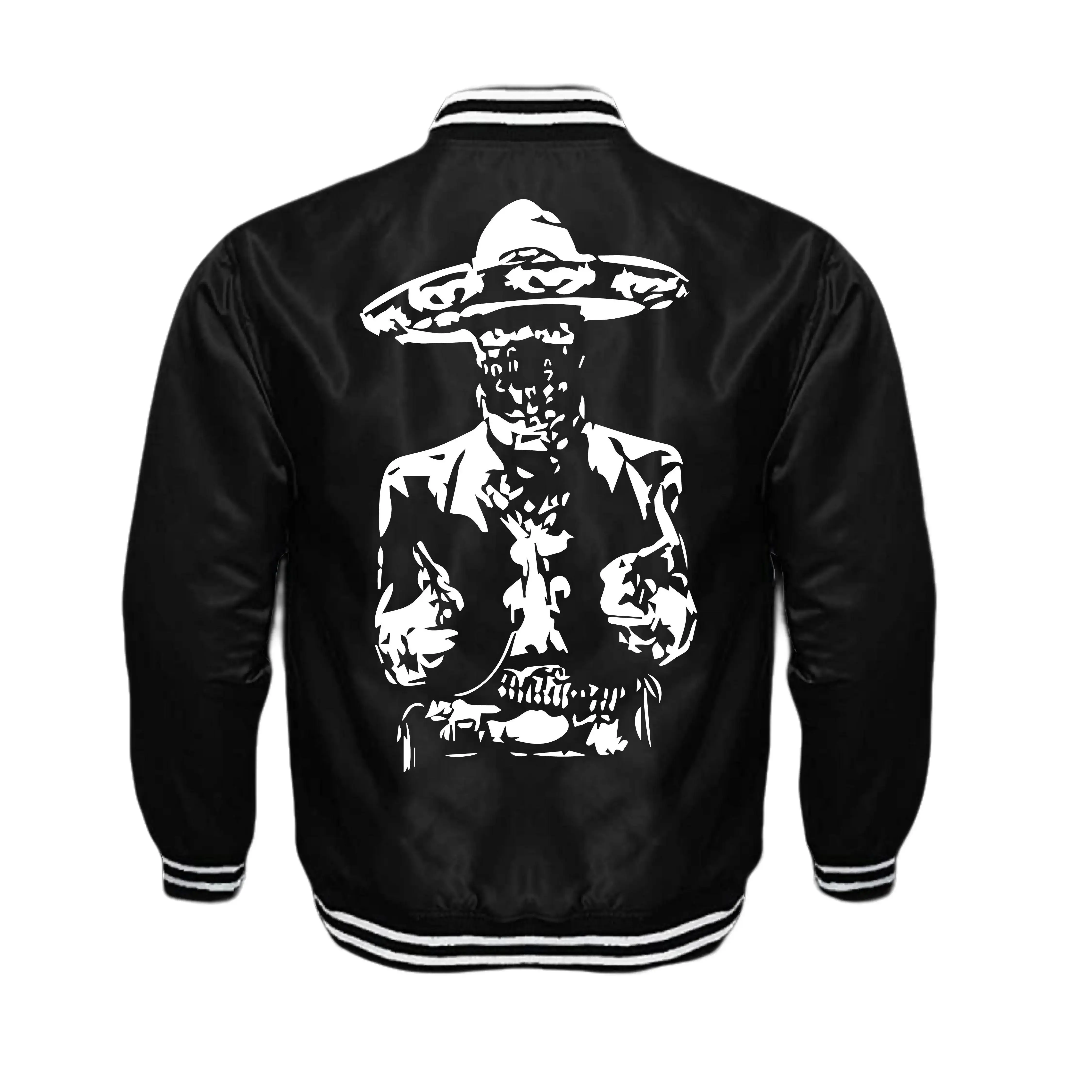 El Charro Unisex Satin Baseball Jacket Striped Trim