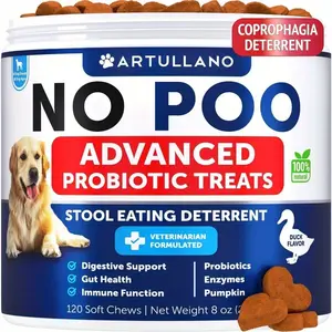 No Poo Chews for Dogs Puppy Coprophagia Stool Eating Deterrent Prevent Dog from Eating Poop Stop Eating Poop Treats with Probiotics and Enzymes Immune Digestive Gut Health Support Supplement