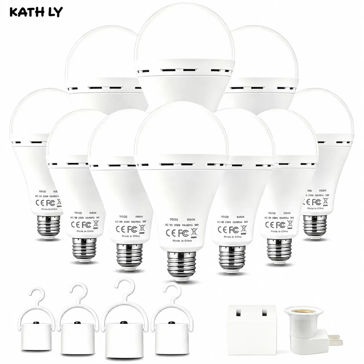 Rechargeable Emergency Light Bulbs Battery Powered LED Light Bulb 6000K Daylight E26 120 Volt 9W 60W Equivalent with 1200mAh for Home Power Outage Camping Hurricane summergarden-Christmas gift