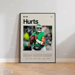 Jalen Hurts Philadelphia Eagles Poster, NFL Football Art Print