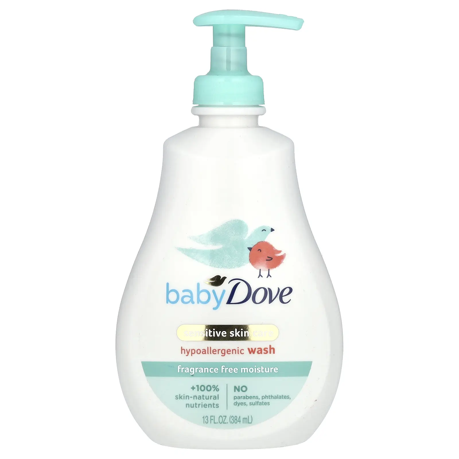 Dove Baby, Sensitive Skin Care, Hypoallergenic Wash, Fragrance Free, 13 fl oz (384 ml)