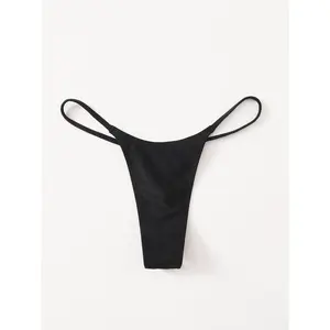 Swim Basics Summer Beach Solid Thong Bikini Panty