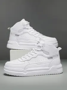 [Whoever wears it looks handsome!] White high-top fashionable sports board shoes, full of street trendiness directly~ They are absolutely perfect for daily street wear / matching!