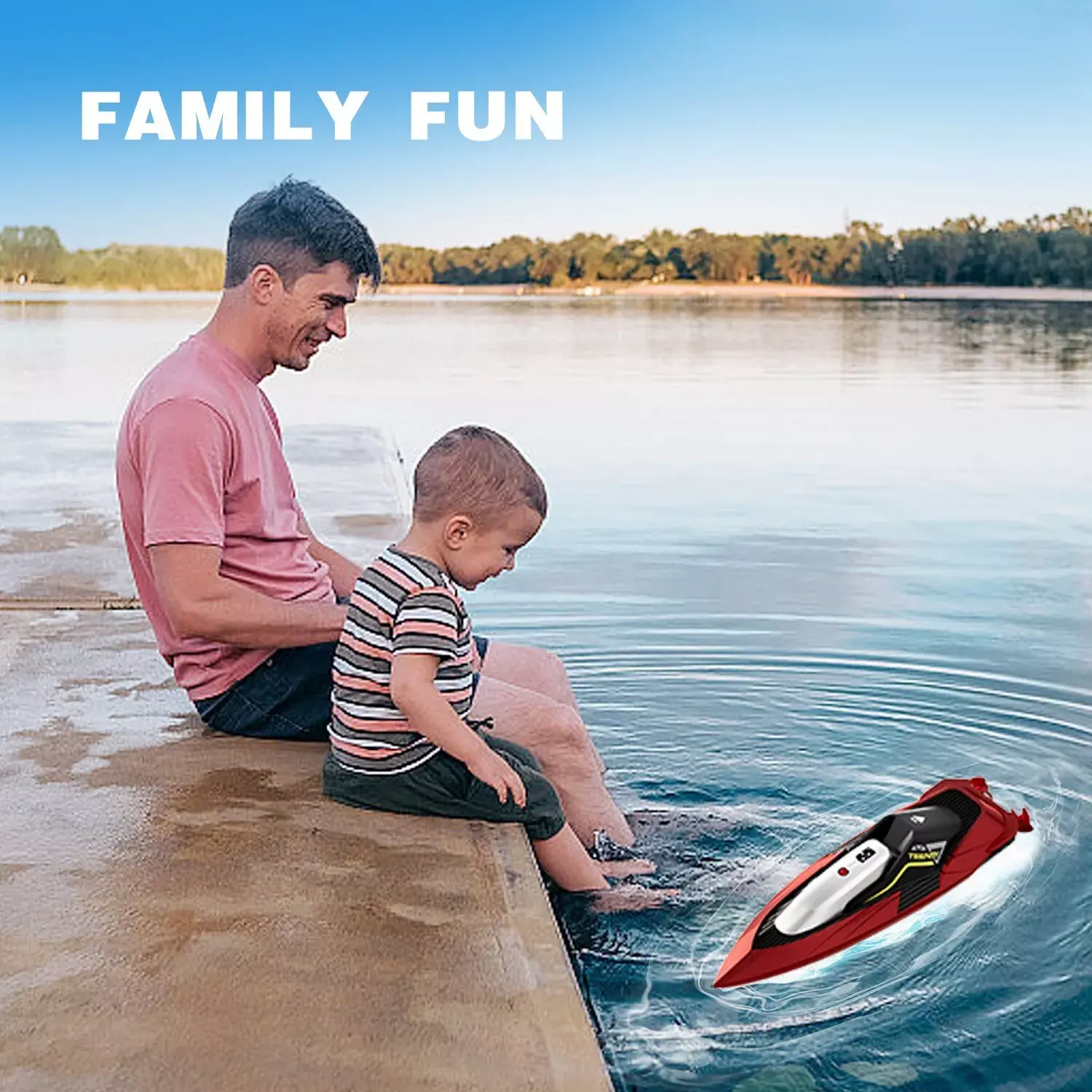 Brushless RC Racing Boat - 2.4 GHz, 20+ MPH Fast Speed, Rechargeable Battery, Low Battery Alarm, Portable Compact Design, for Pools & Lakes, Family Fun Gift for Teens