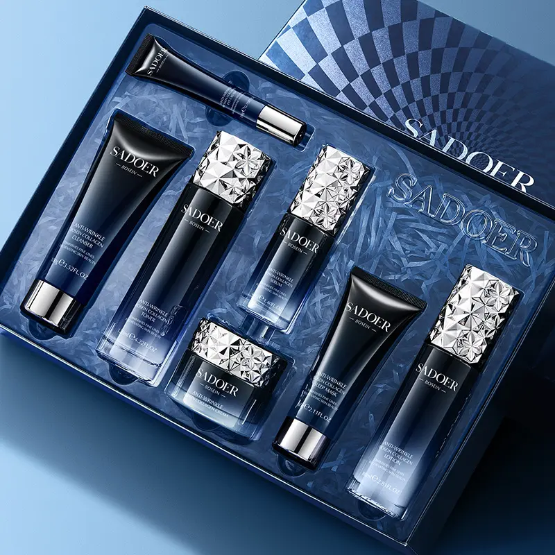7-Piece Collagen Glass Skin Facial Kit, Moisturizing Nourishing Brightening Skin Care Gift Set, Gentle Formula Suitable for Sensitive Skin