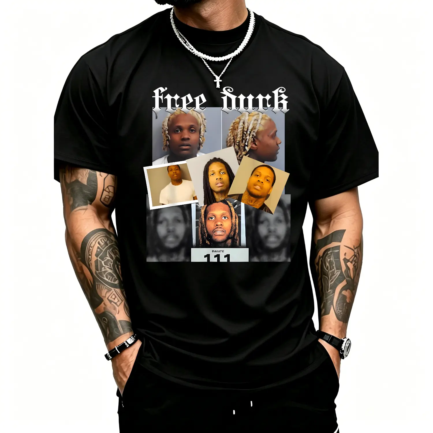 Free Smurk Durk Rap Trap Hip Hop Music Cool Outfit Cotton T-Shirt Short Sleeve Street Style Crew Neck Ultra Soft Breathable Moisture Wicking Gifts for Men Women
