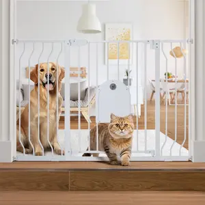 COMOMY Gate Extension 30" Tall, Suitable for 80" /150“/ 198" Wide Iron Fence Door of COMOMY, Create a Spacious and Secure Environment for Your Pets, White（Cannot be Used Alone）