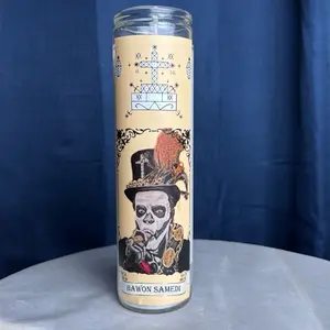 Bawon Samedi 7 Day Candle with Veve (White)