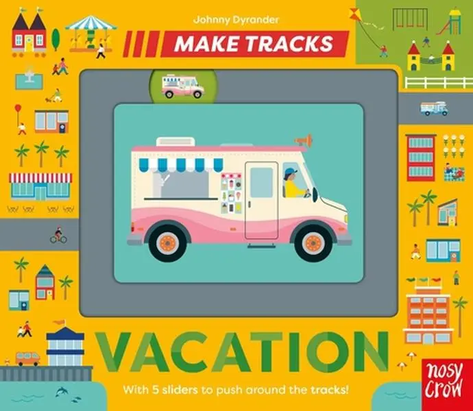 Make Tracks: Interactive Series English Board Book for Toddlers - Johnny Dyrander, Learning Fun, Develop Hand-Eye Coordination, Durable Sliders, 0.75 lbs, 7" H x 8.1" L x 0.8" W