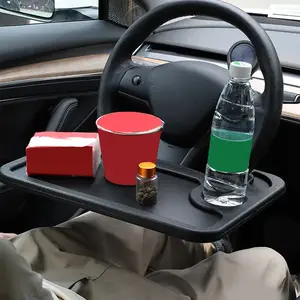 Car Steering Wheel Tray with Cup Holder & Anti-Slip Pad for Eating Writing Inside Car Easy Mealtime Solution Stable Cup Holder for Office & Meal Times