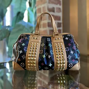 Pre-owned Louis Vuitton Coated Canvas Tote Bags Courtney MM Black Monogram Multicolor Canvas Satchel Bag