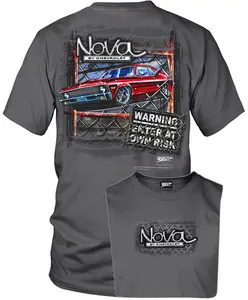Chevy Nova Warning Charcoal T-Shirt Muscla Car Graphic Tee Men Cotton Short Sleeve 90s Styled Streetwear