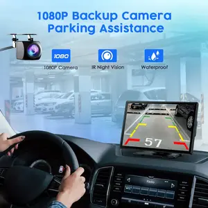 9-in Portable Wireless Carplay Adapter, Car Display Screen with 1080p Backup Camera, Navigation, Mirror Link, Voice Control, Bluetooth Stereo Upgrade, Wireless Sync, Car Stuff