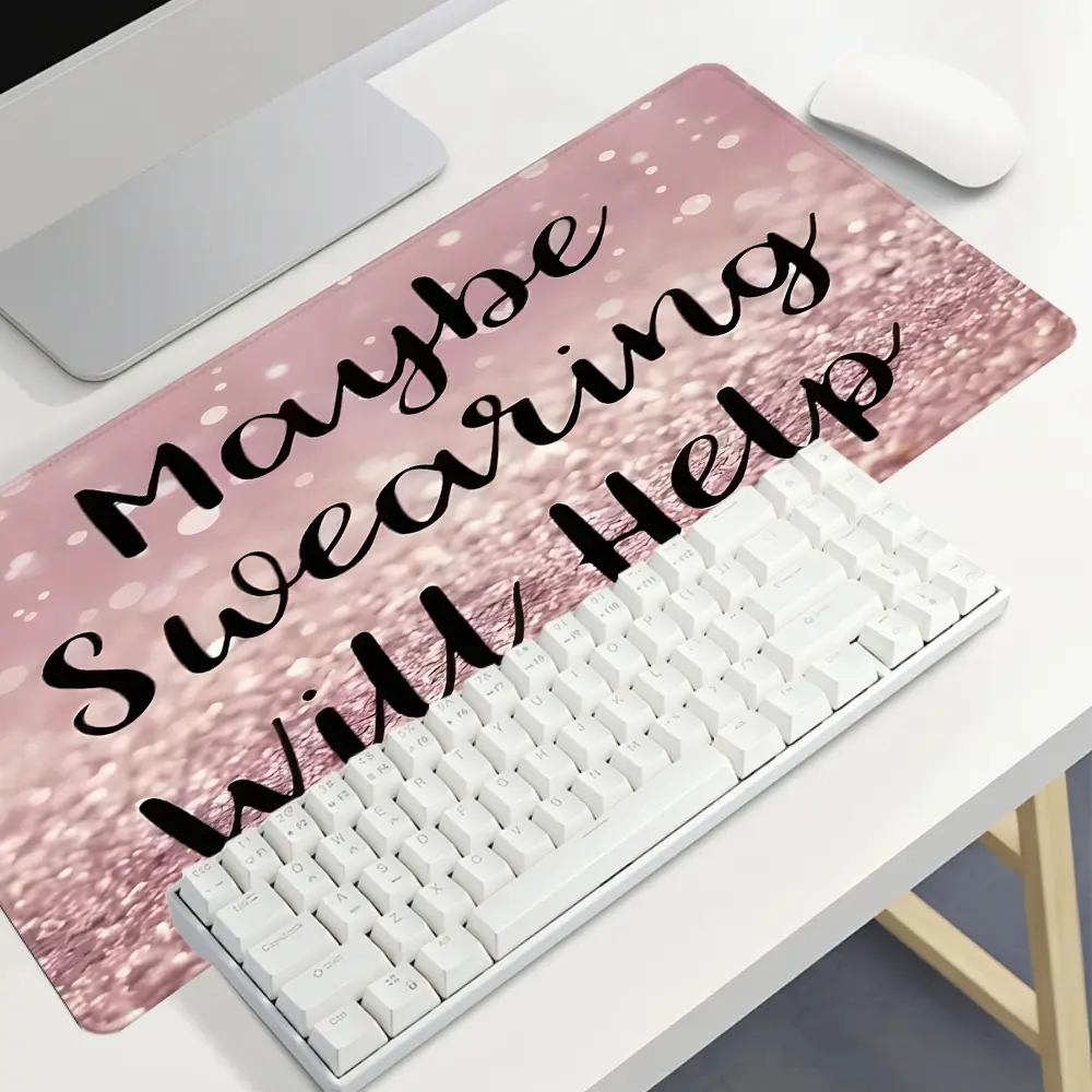 Pink Aesthetic Mouse Pad Glitter Desk Mat Extra Large 35.4x15.7 Inches Office Keyboard Pad Non-Slip Stitched Edge Rubber Base Desk Accessories, Computer Desk Accessories, Office Essentials for Office Home Christmas Gifts For Girl Women Men