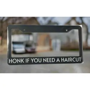 HONK IF YOU NEED A HAIRCUT LICENSE PLATE HOLDER CLIPDUP Car Accessories Automotive