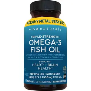 Triple Strength Omega-3 Fish Oil 2500mg, Re-Esterified Omega-3 Fatty Acids with EPA, DHA & DPA, Pescatarian Friendly, 30 Softgels