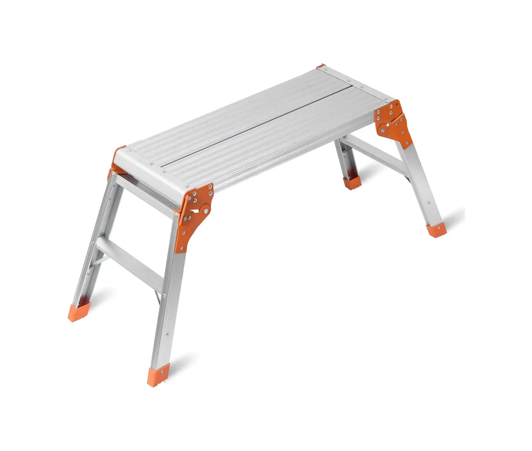 ToolUpgrade LEADALLWAY 440 LBS Heavy-Duty Aluminum Foldable Work Platform Step Ladder, Silver, 30"x12"x20", Lightweight for Home Improvement, Building Supplies, Stair Climbing Wagon for Groceries